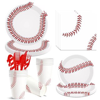Pratos de jantar com tema de beisebol, utensílios de mesa para festa de aniversário com tema esportivo, copos de papel, 