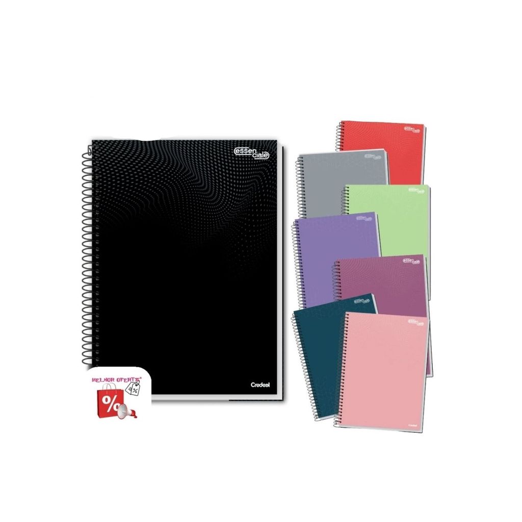 Caderno Credeal Universitário Espiral Capa Dura Essenciale  1, 10 ou 20 Matérias Capas Sortidas