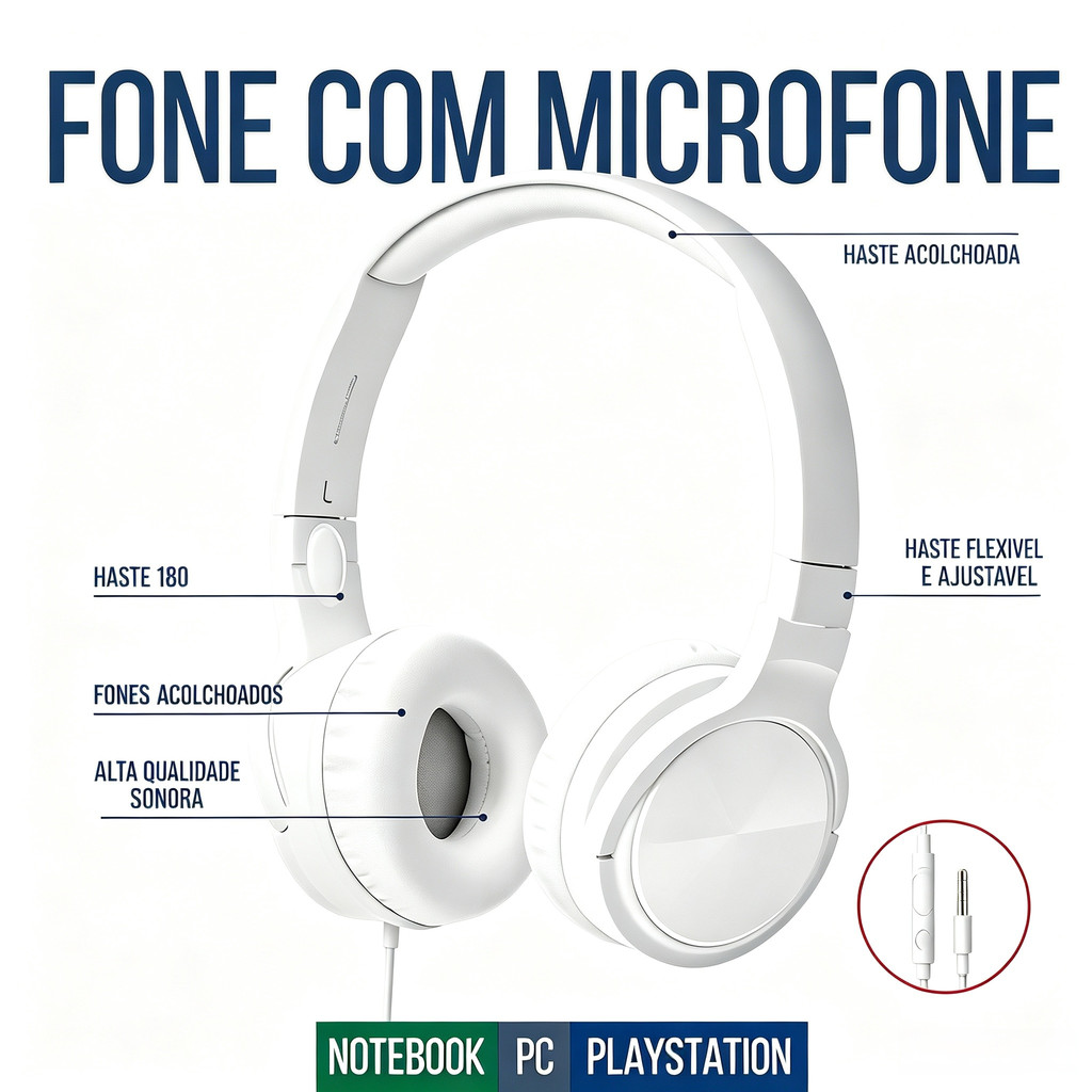 Headset Gamer com Microfone Leve e Confortável Som de Alta Qualidade para PC e Jogos Conexão Plug&Play Silêncio e Imersã