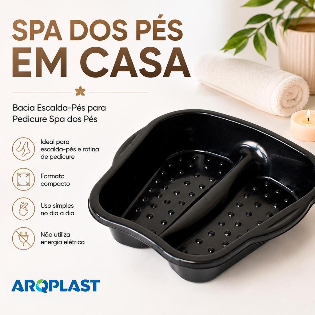 Bacia Escalda-Pés Pedicure Spa dos Pés de Plástico Preta - Arqplast