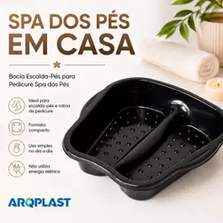Bacia Escalda-Pés Pedicure Spa dos Pés de Plástico Preta - Arqplast