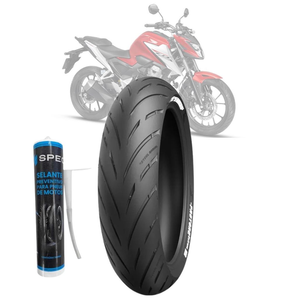 PNEU RADIAL TRASEIRO 150/60 ZR17 66W USO SEM CAMARA HR RR PRO EXTREME Dominar 400 CB 300F Twister Z400 Z500 + SELANTE