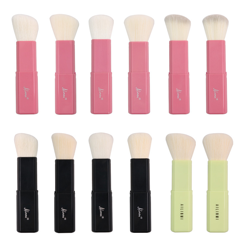 Iremy|AILINMI Fantasia Macaron Retrátil Portátil Pincel de Maquiagem Pincel de Pó Solto Pincel de Blush Pincel de Pó Sol