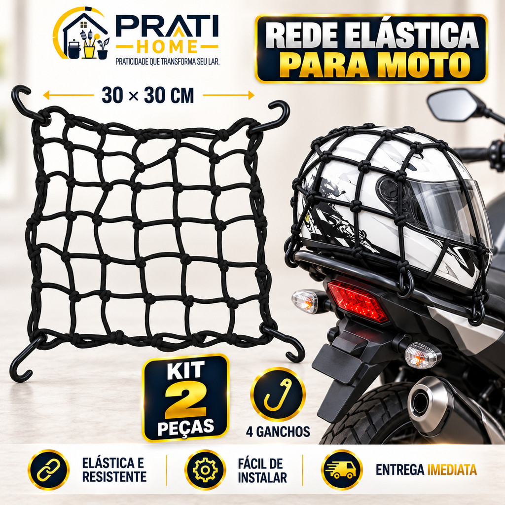 2/1 Rede Elástica Para Motos Aranha De Motos Motocicleta Capacete 30x30 Escolha A Cor De Preferência Premium