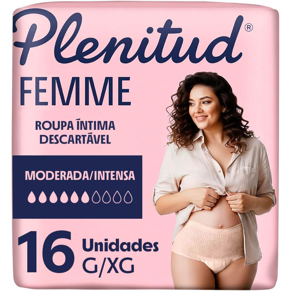 Roupa Íntima Plenitud Femme Tamanho G/XG com 16 Unidades
