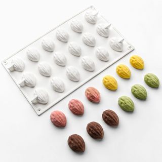 Forma de Silicone de Grau Alimentício com 18 Cavidades para Bolo de Amêndoa e Noz, Mousse, Sobremesas e Chocolate, Ferra