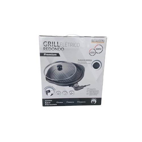 Grill Elétrico Antiaderente Redondo Com Controle Termostato Ajustável 220v
