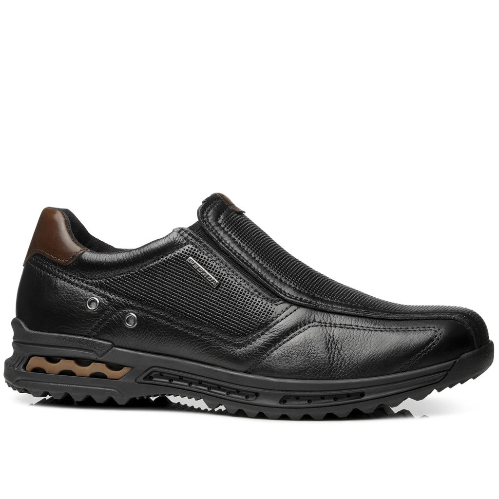 Sapatênis Pegada Masculino em Couro Preto 111804-03