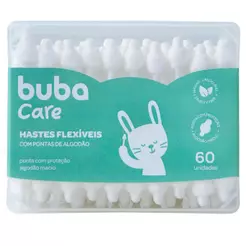 Cotonetes Hastes de Algodão Buba Care Baby 60 Unidades para Bebês e Crianças