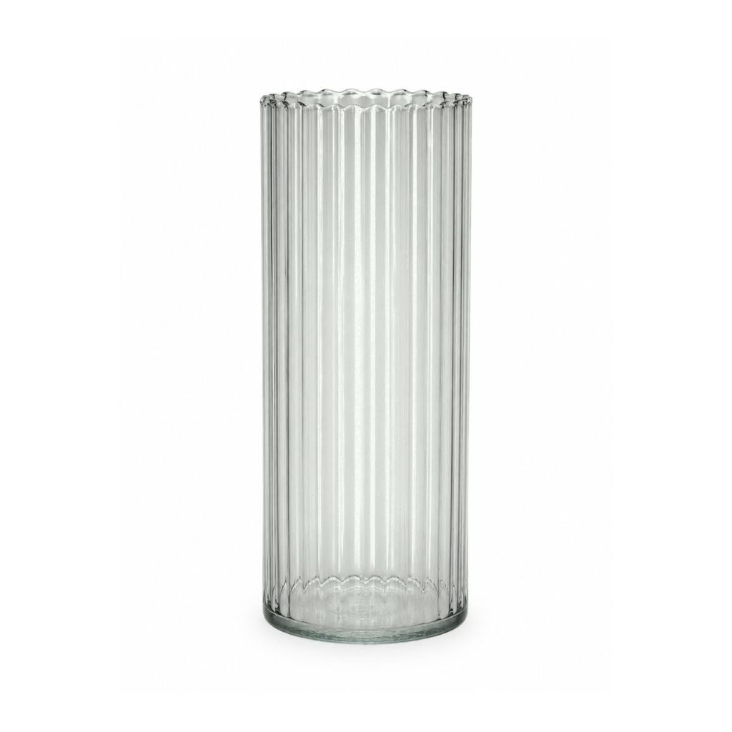 Vaso Grande de Vidro Canelado Decorativo para Arranjos