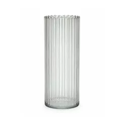 Vaso Grande de Vidro Canelado Decorativo para Arranjos