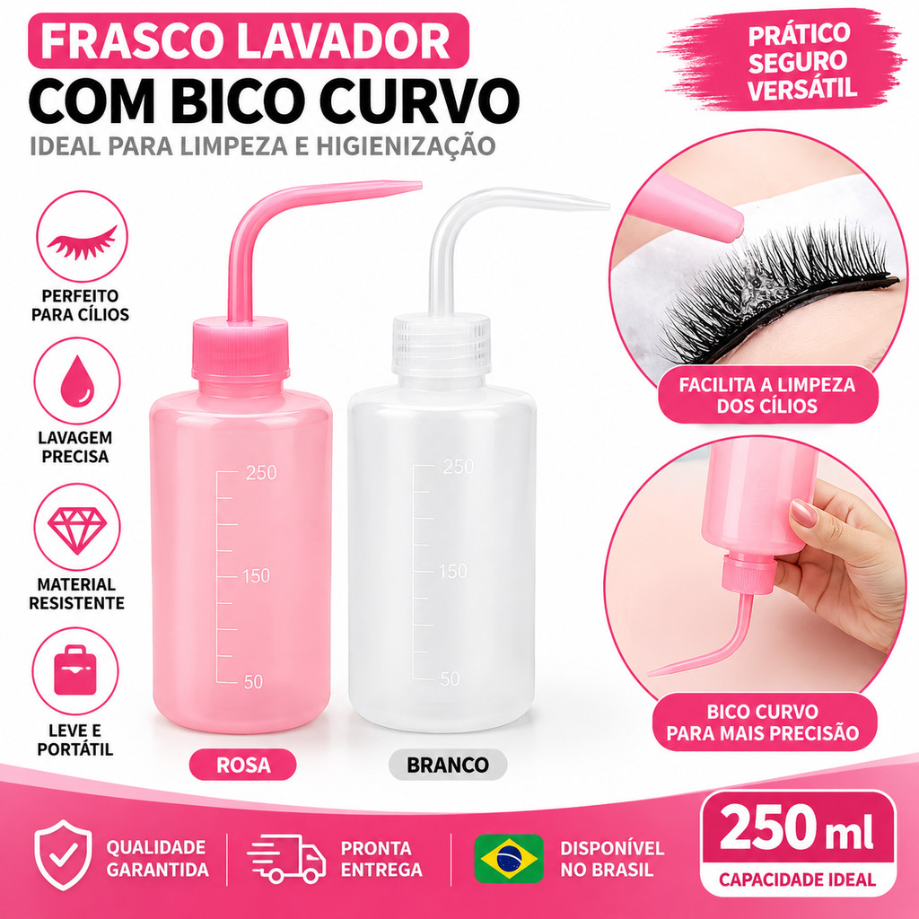 Frasco Almotolia/Pisseta Transparente 250ml Bico Curvo Para Líquidos E Fluidos