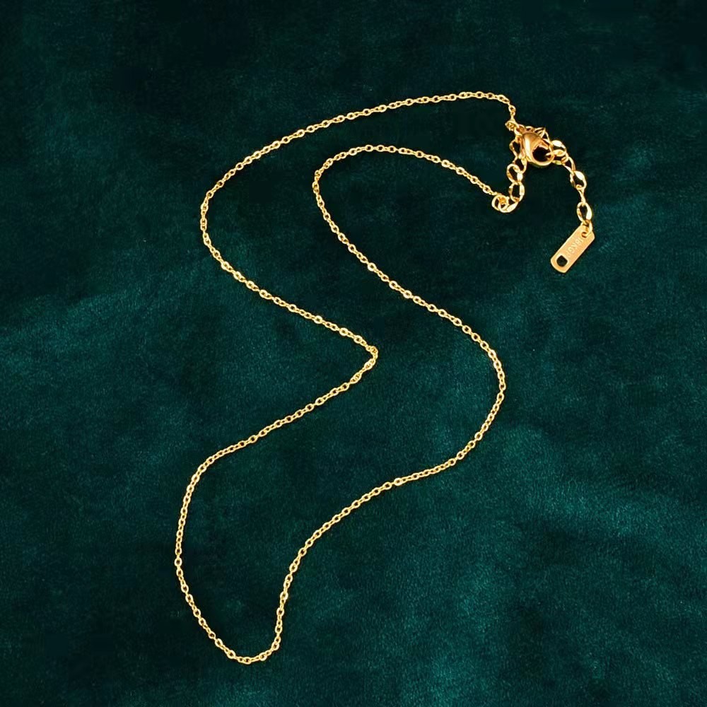 Colar de ouro 18K corrente lisa corrente de ouro feminino fino titânio aço não desbotado corrente única banhada a ouro c