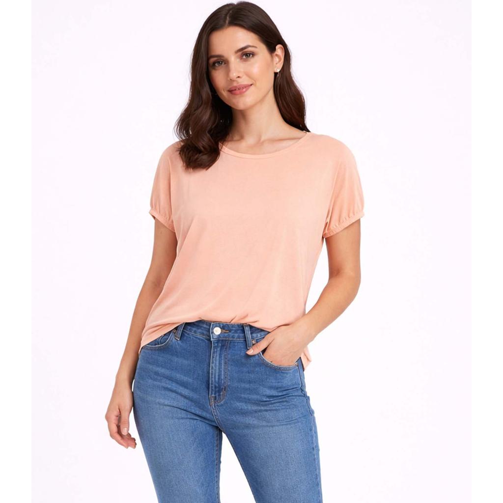 Blusa Feminina Elástico Nas Mangas Infinita Cor Rosa