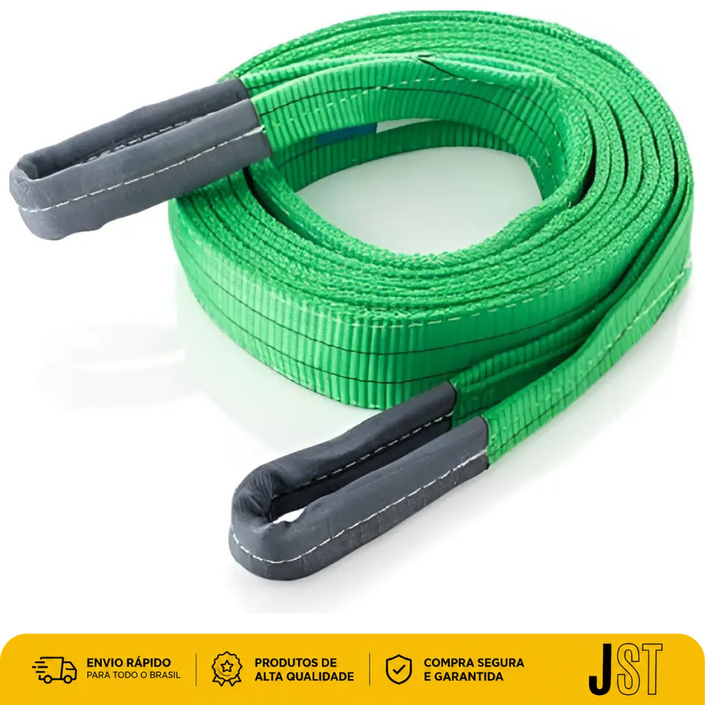Cinta De Elevação De Carga 2 Metros 2 Toneladas Verde JST Poliéster FS 7:1