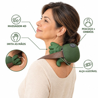 Massageador Elétrico de Pescoço, Design Inspirado em Mãos, 3 Intensidades, Calor e Luz Vermelha