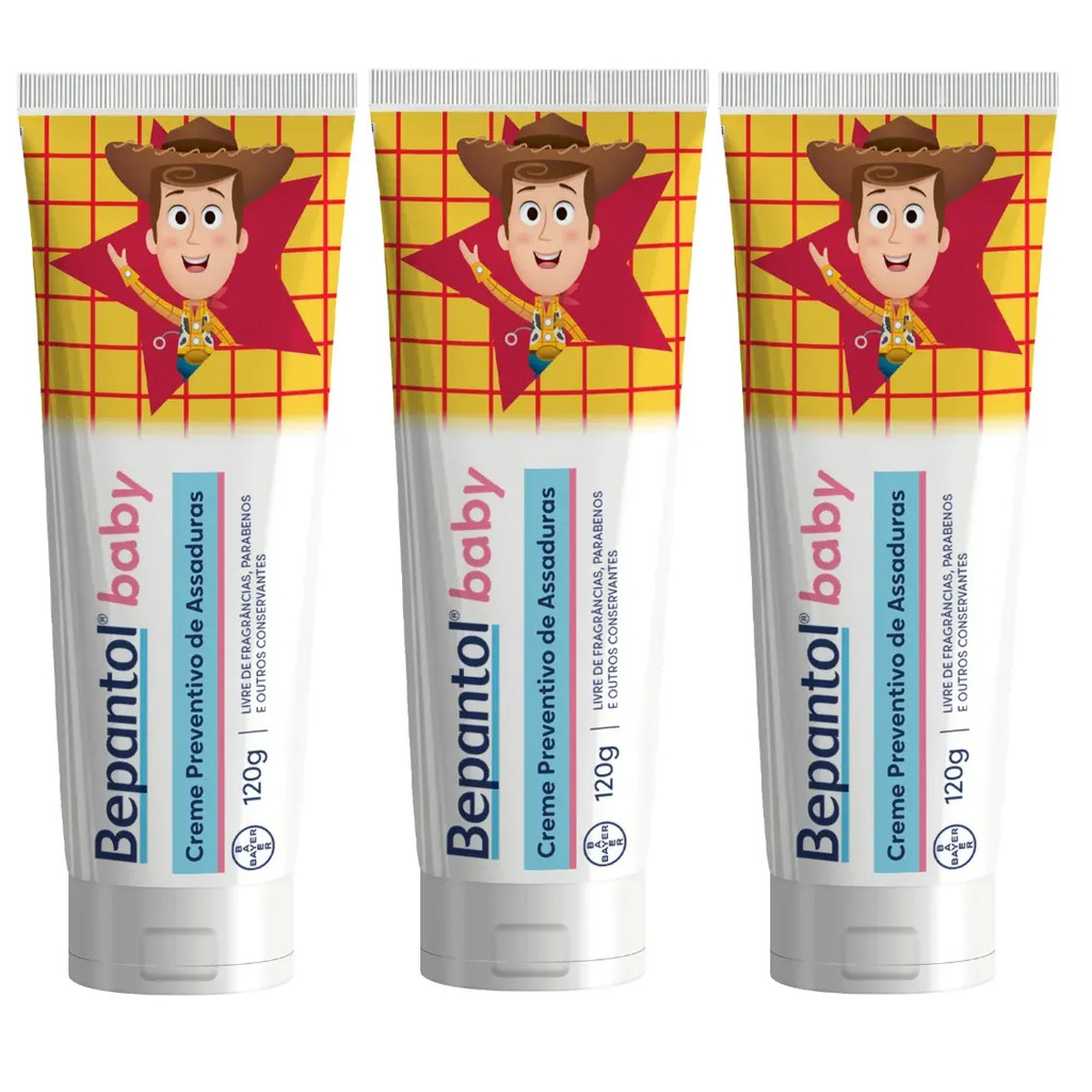 Kit 3x Bepantol Baby Creme Assaduras Toy Story 120g