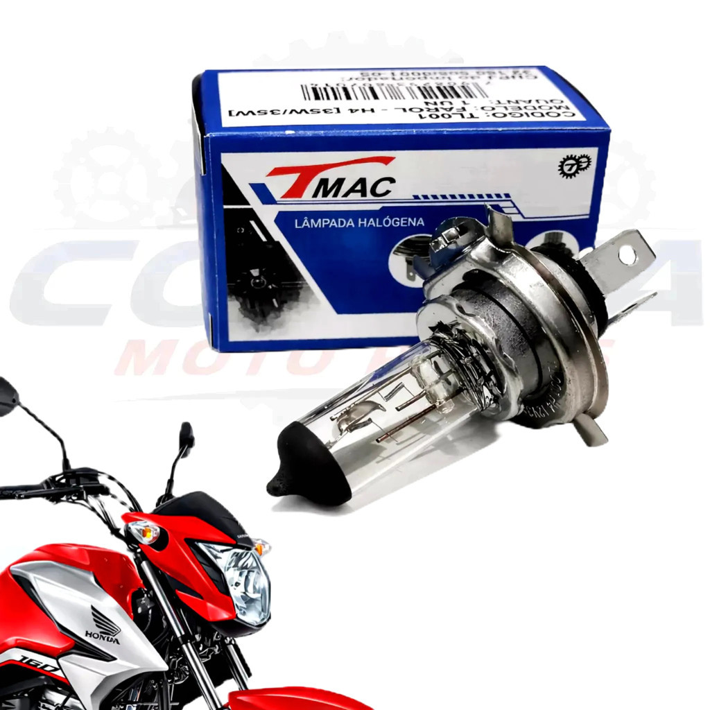 Lâmpada Halógena de Farol Moto Biodo H4 P43T 35/35W Titan Ybr Cbx Fazer