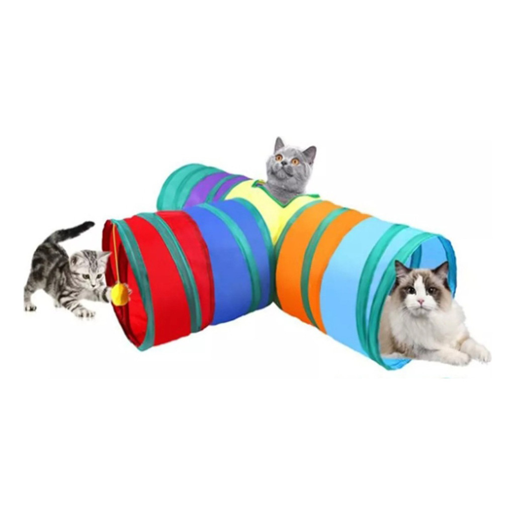 Túnel Labirinto Para Gatos Cães Interativo Cat Brinquedo Pet Cor Arco-íris T