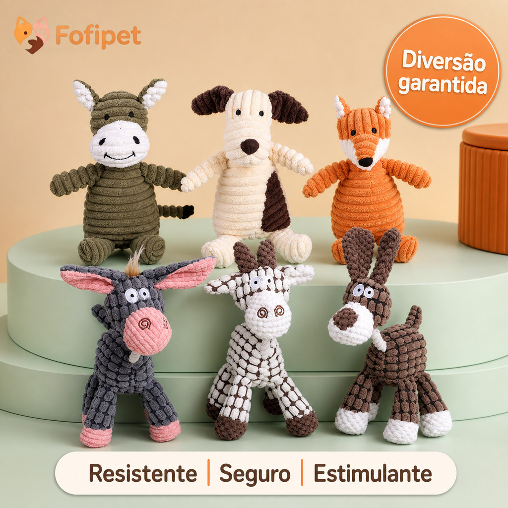 Fofipet Brinquedo De Pelúcia Para Cachorro , Mastigar Em Forma De Animal De Veludo Dentição Durável Animais De Estimação