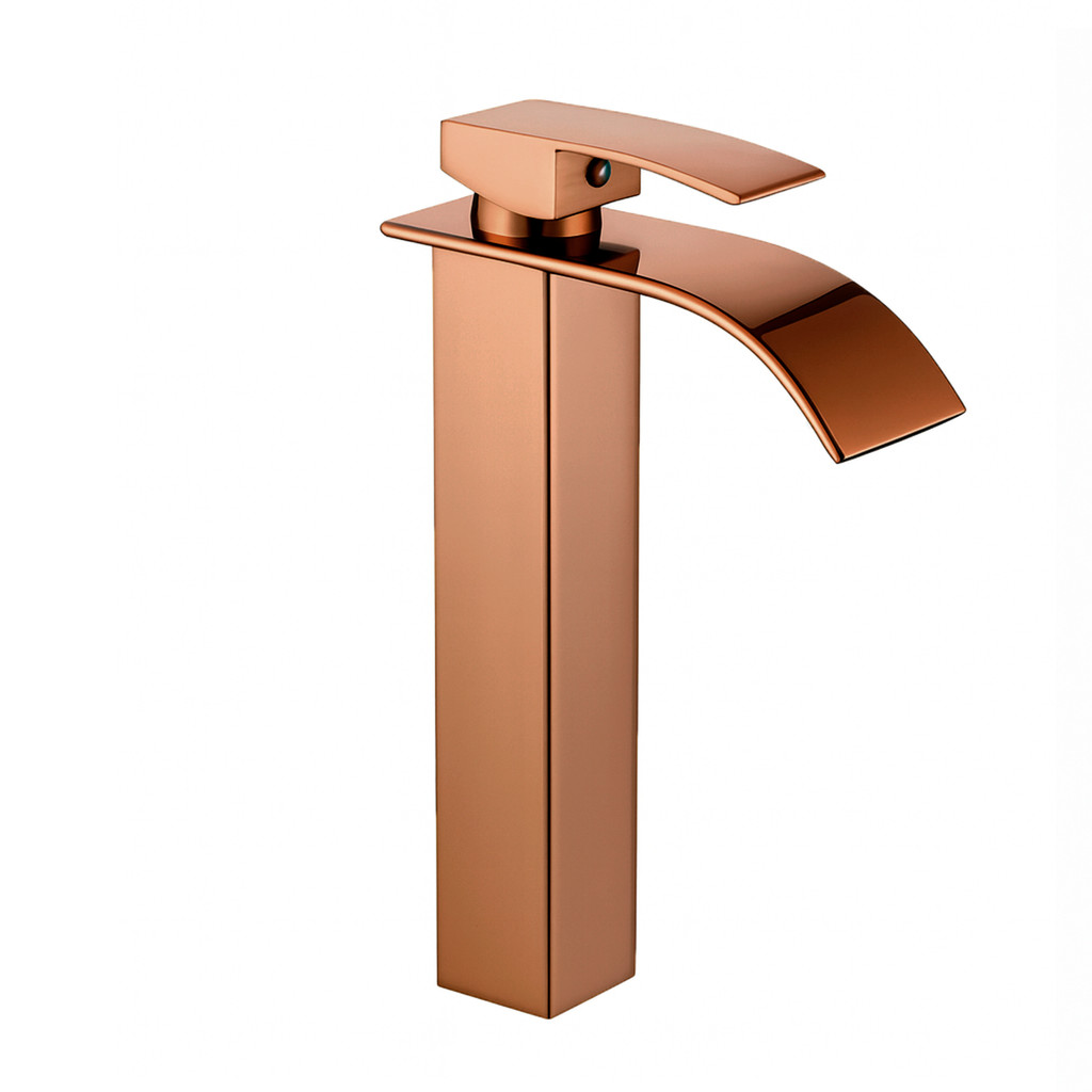 Torneira Banheiro Lavabo Monocomando Bica Alta Roma Rosé Gold