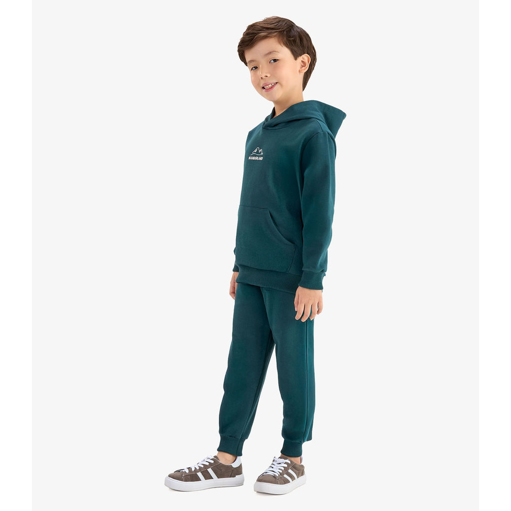 Conjunto Blusão de Capuz e Calça Moletom Rovi Kids Verde