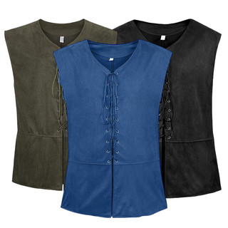 Pirate Costume Vest Steampunk Party Outfit Men's Vintage Sleeveless Lace-up Waistcoat Medieval Gothic Renaissance Style 