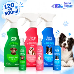 Perfume Para Cães e Gatos Macho Fêmea Filhotes 120ml ou 500ml Cheiroso Para Pets Colônia