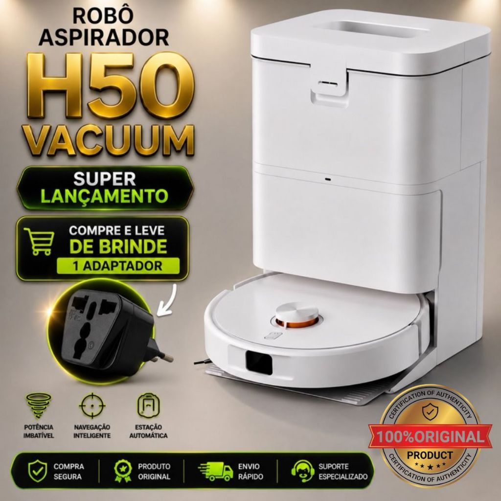 Robô Aspirador H50 / H50 PRO Xiaomi Alexa 8000Pa Mapeamento Inteligente Auto Lavagem 55°C…