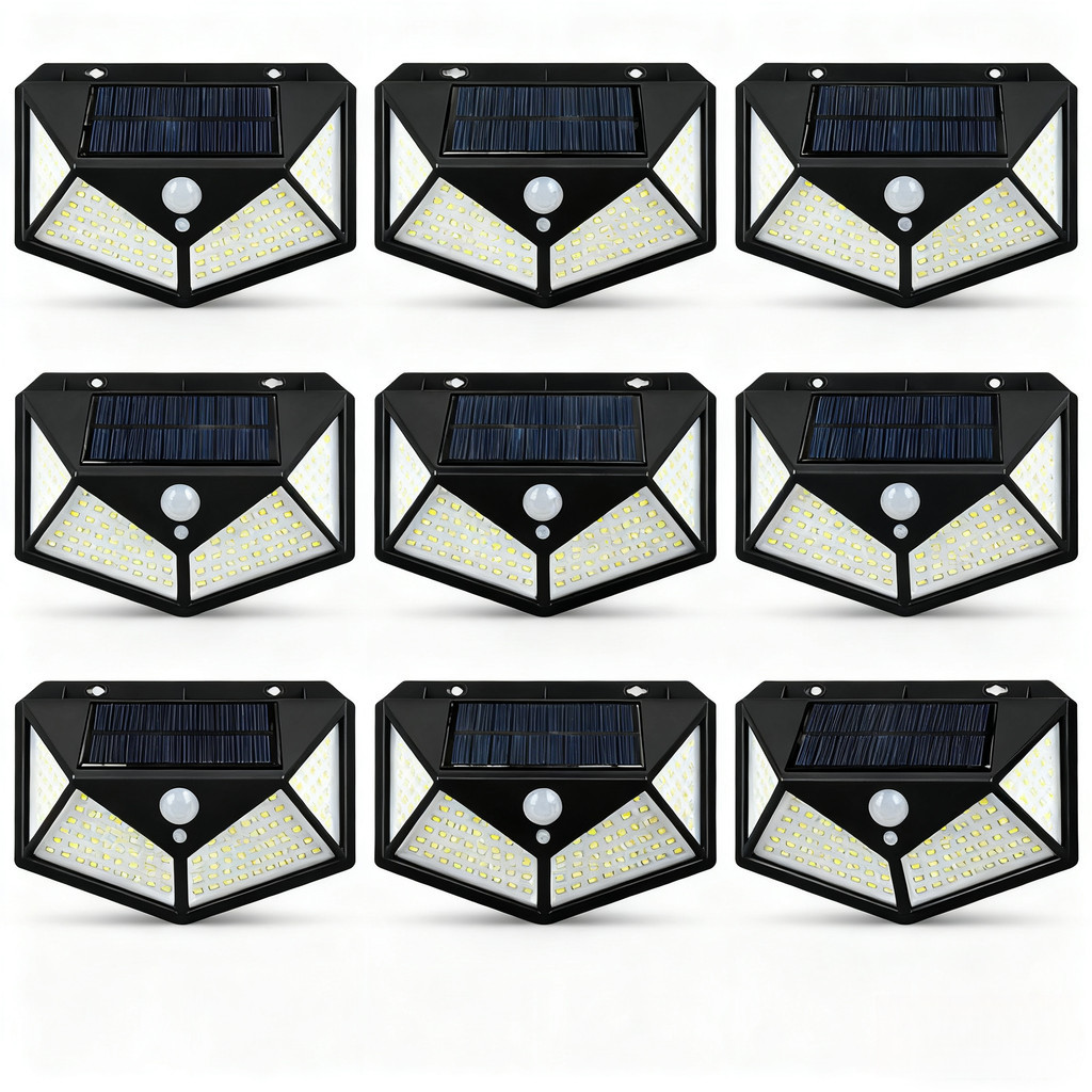 Kit 5/6/10 Luminária Solar 100 Leds Sem Fio à Prova D' Água Externa 3 Modos Iluminação Casa Decoração