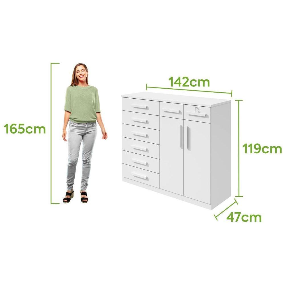 Cômoda Multiuso com Sapateira 8 Gavetas 2 Portas Móveis Lopas Toronto — imagem 2 de 2