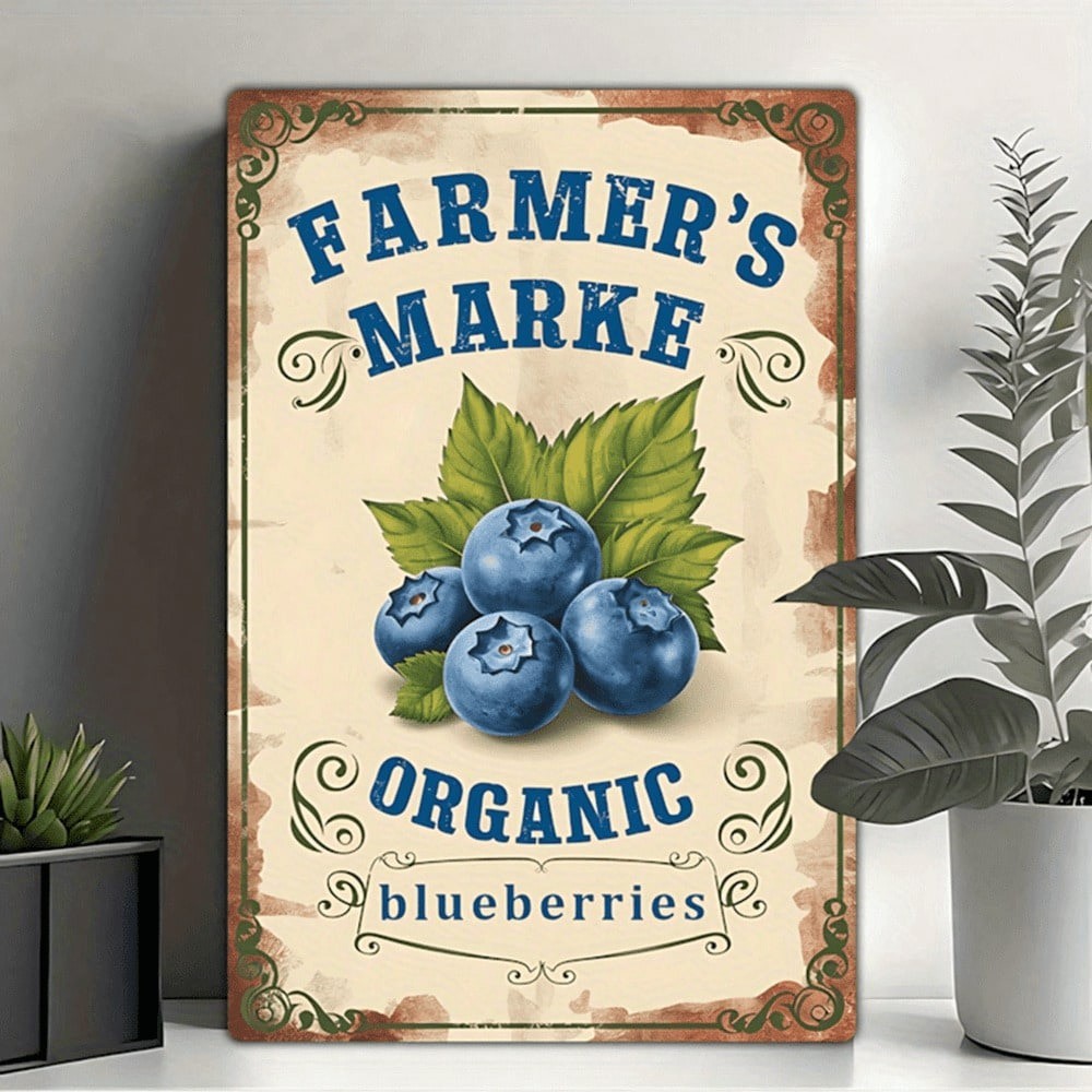 CIFbuy Vintage Blueberry Metal Sign Retro Farmhouse Decoração De Parede Para Bar De Cozinha