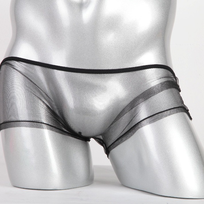 Roupa interior masculina novo estilo deus transparente boxer briefs malha bolsa de cintura baixa boxer briefs tamanho gr