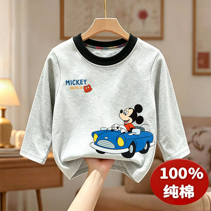 Crianças estilo ocidental impresso moda topos meninos puro algodão na moda legal All-Match camisetas de manga comprida c