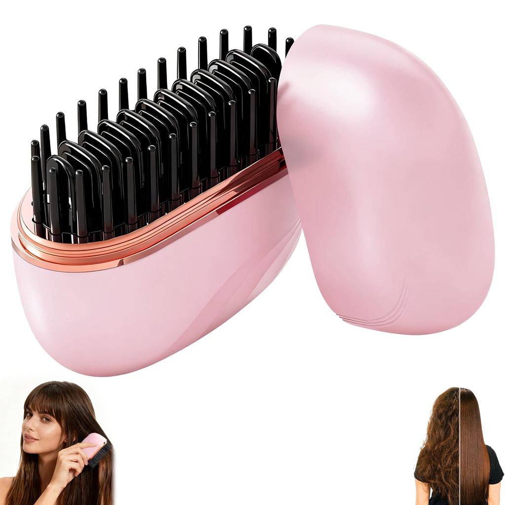 Mini Alisador De Cabelo Portátil Sem Fio Curling Ferro Vapor Escova Plana Ferramenta Estilo Viagem Para Mulher