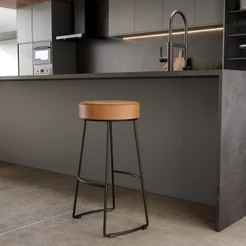 Banqueta Alta Industrial Aço Nice Caramelo e Preto Yescasa Marrom Caramelo/Preto