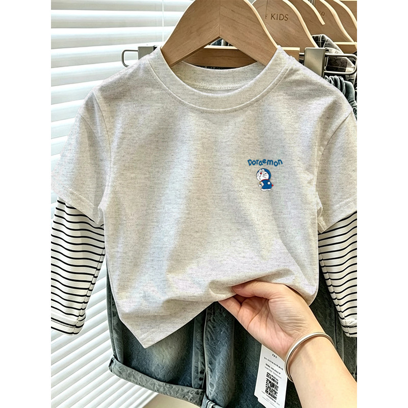 100% algodão meninos listrado em torno do pescoço manga longa camiseta primavera outono novo estilo crianças bebê dos de