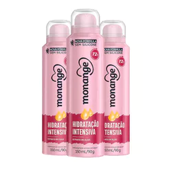 Kit Desodorante Aerosol Monange Hidratação Intensiva 90g - 3 unidades