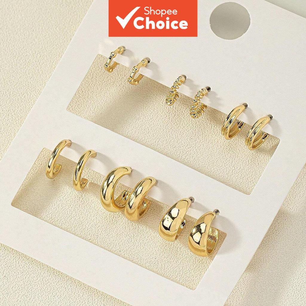 Conjunto De 6 Pares De Brincos Redondos Minimalistas Em Forma De Lágrima Para Moda Feminina
