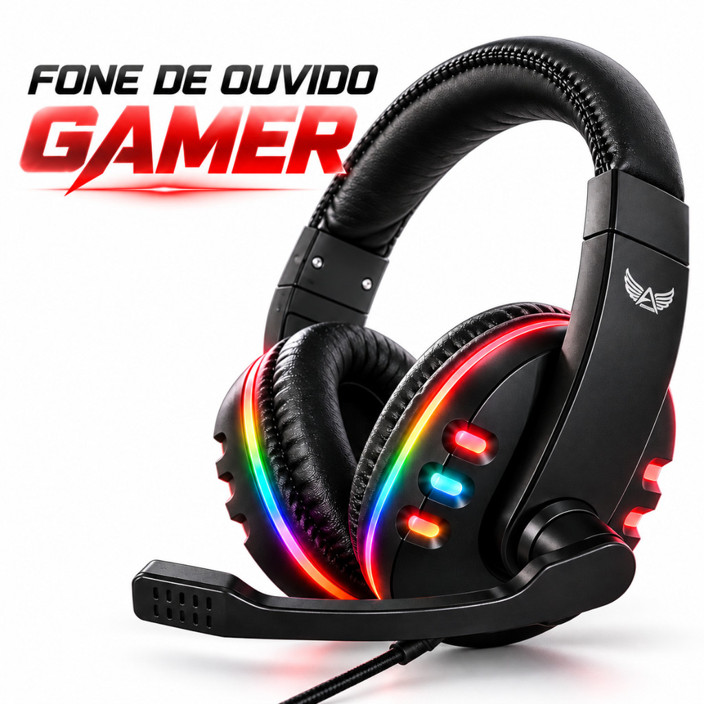 Fone de Ouvido Premium com fio Gamer Headset com Controle de Volume Altomex