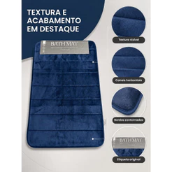 Tapete Veludo e Antiderrapante para Banheiro - Azul Escuro