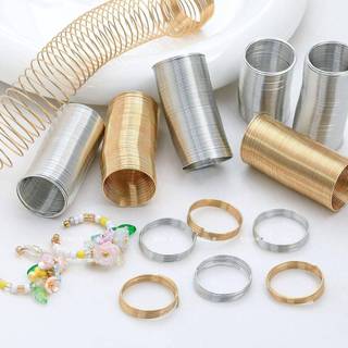 Anel de fio de aço com memória dourada e branca, faça você mesmo, anel artesanal com contas, Material de joia, acessório