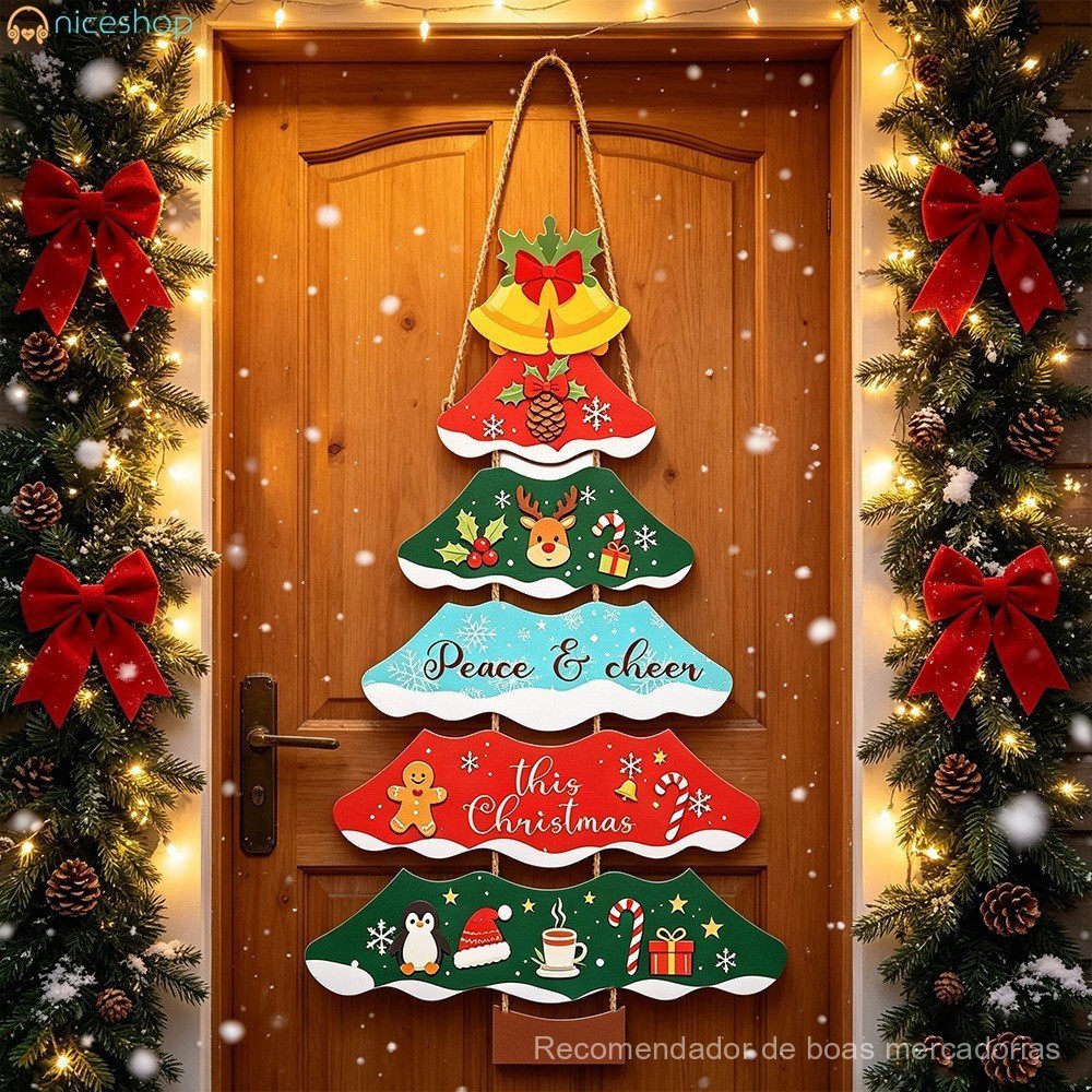 Decoração para festas de Natal, enfeites para árvores, decoração para pendurar na porta, ideal para celebrações em casa,