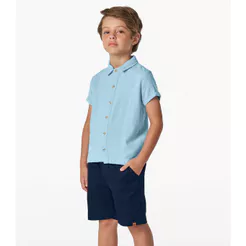 Camisa Infantil Masculina Com Botões Trick Nick Azul