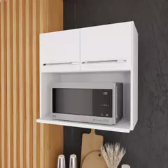 Armário Aéreo Modulado Para Microondas Fidelitá Viena 70cm 2 Portas Branco