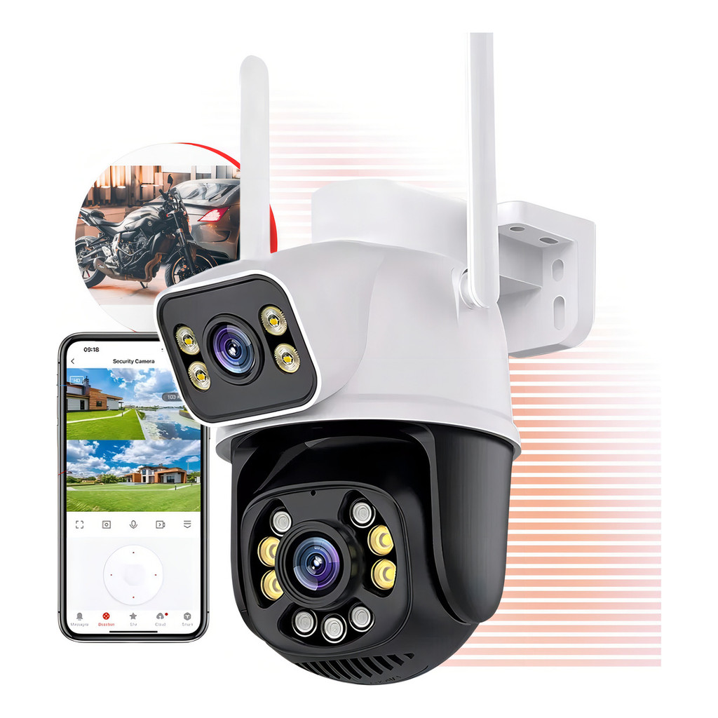 Câmera De Segurança Interna Externa Lente Dupla Giratoria Wi-Fi Smart,  Infravermelho HD App Yoosee Cor Branco Fergusom