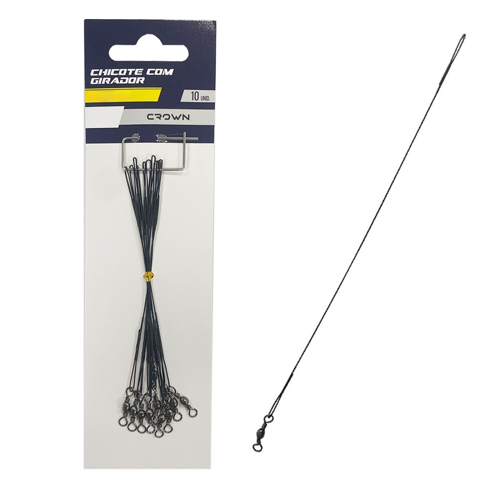 Chicote Crown Steel Leader Black Nickel C/ Girador - Crown em Oferta na Shopee