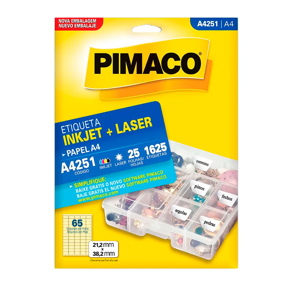 Etiqueta inkjet/laser A4251 com 25 folhas Pimaco em Oferta na Shopee