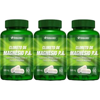 Kit 3X Cloreto de Magnesio PA 500mg 60 Cápsulas - Herbamed em Oferta na Shopee