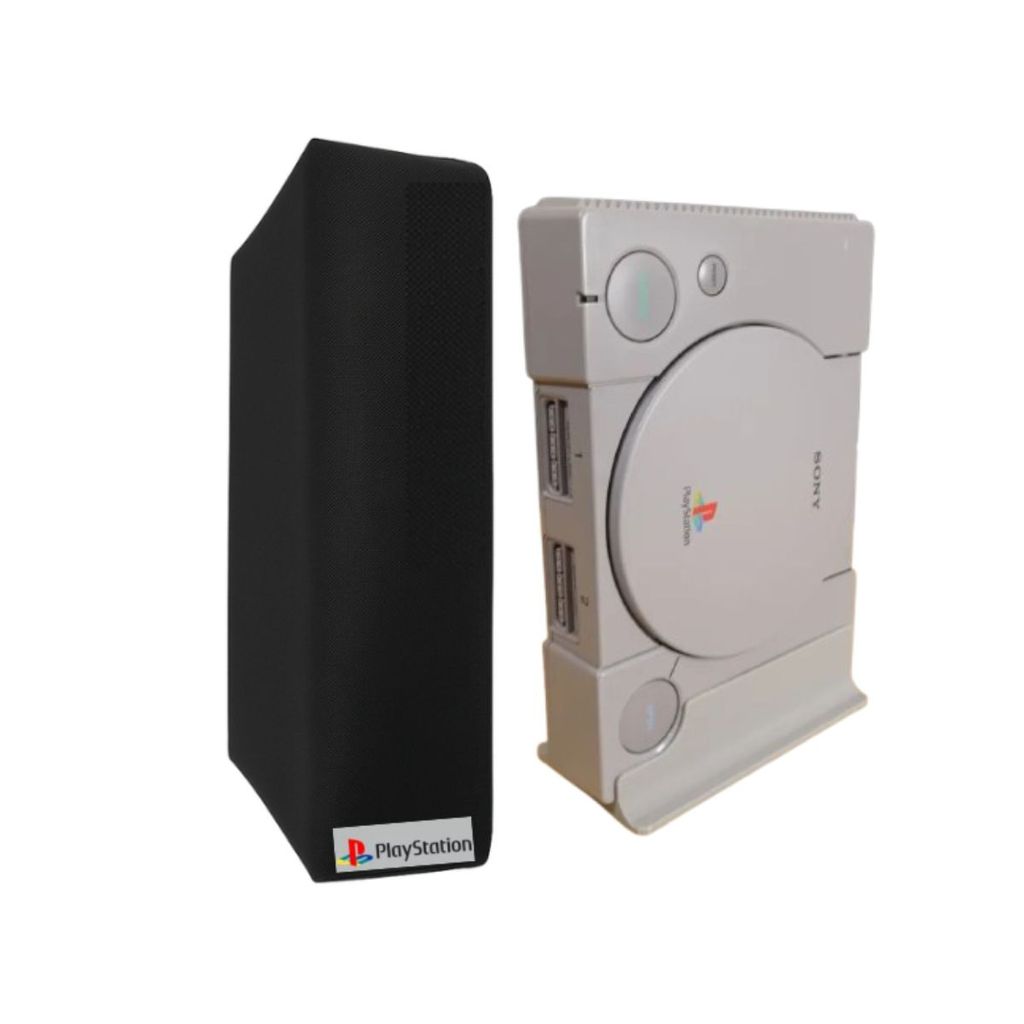 Capa Protetora Para Console Playstation 1 Ps1 PsOne FAT na Vertical Preta Anti Poeira Pelos Case Skin Impermeável